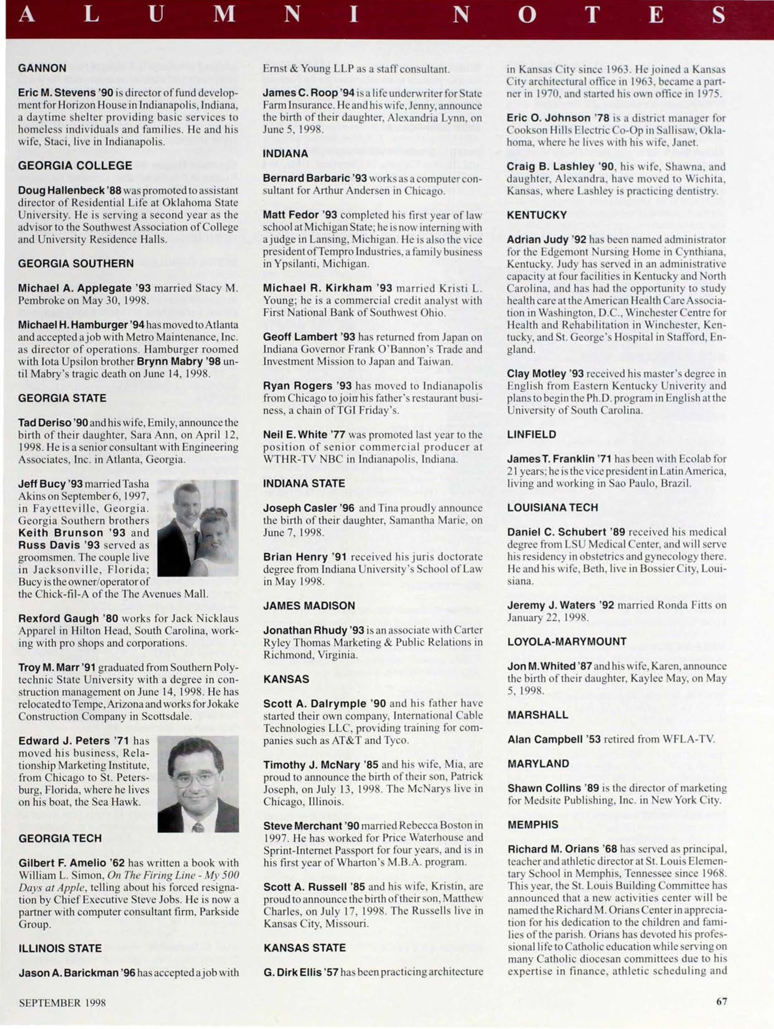 Alumni Notes, Continued, September 1998